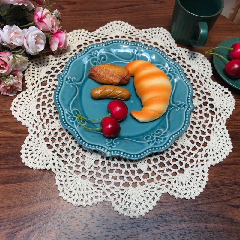 Damanni Cotton Handmade Crochet Lace Tablecloth Doilies Doily,Round,Beige,16 Inch - Image 4